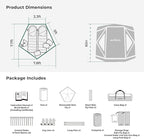 Acacia Camping Tent, Pop Up Camping Tent with 8 Windows and Footprint, Waterproof Windproof Easy Setup Hub Tent for Family Camping, Hiking and Glamping