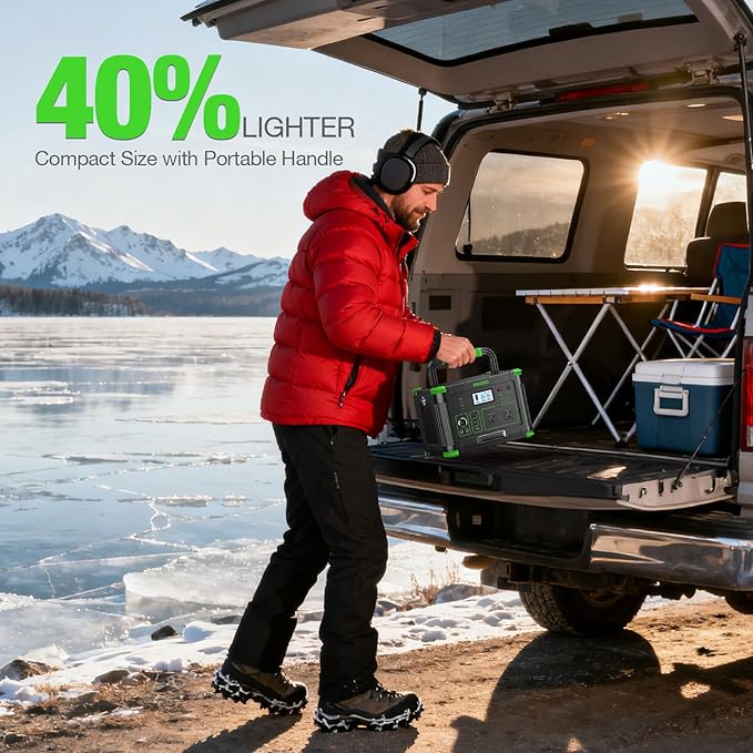 1000W Portable Power Station, 999Wh Solar Generator Backup Battery with Pure Sine Wave, Solar/AC/Car Chargable for Camping, RV, Home Emergency & Outdoor Adventures