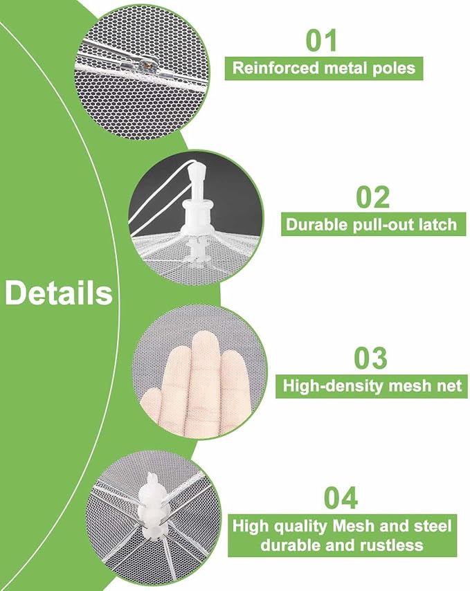 Food Cover Mesh Food Tent, 17"x17", Nylon Covers, Pop-Up Umbrella Screen Tents, Collapsible and Reusable Patio Bug Net for BBQ, Picnics, Parties, Camping, Outdoor - 6 Colors