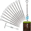 12 Pcs 14" Ground Anchors Screw in Non-Rust Cast Aluminum Detachable Tent Stakes for Camping Tents, Sand, Trampoline, Swing Sets and Sheds