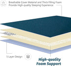 MAXYOYO Japanese Floor Mattress Futon Mattress, Thicken Sleeping Pad Foldable Roll Up Floor Futon for Adults Tatami Mat Dormitory Bed Lounger, Bluestone, Full Size