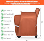 QuliMetal Grill Cover for Traeger Pro 22 & 575 Series - 600D Heavy Duty Waterproof Fade Resistant Traeger Pro 22 Cover with Elastic Drawstrings, Premium BBQ Cover for Z Grills 550B and More, Brown