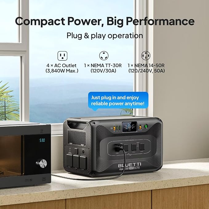 BLUETTI Apex 300 Portable Power Station (2025 New) with Hub D1, 2764.8Wh LFP Battery Backup with 6 3840W AC Outlets (7680W Surge), RV-Optimized DC Ports (50A Anderson), Ideal for Camping and RV Life