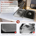 Stainless Steel Grill Prep & Serve Tray Set with Lids – Grill Carry System for Large Food Prep, Marinating Containers, Oven Roasting, and Serving (Grill Prep & Serve Tray Set #1)