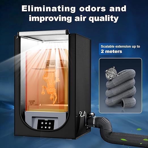 Multifunctional Resin 3D Printer Enclosure with Ventilation Kit & LED Light, 3D Printer Vented Enclosure Tent Eliminate Odors Dustproof Isolate Noise for Anycubic Elegoo LCD Resin UV 3D Printers