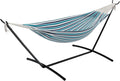 Double Hammock with Steel Stand - 2 Person Hammock Bed Indoor Outdoor, Brazilian-Style, with Carry Bag, 450lb Capacity, Portable & Easy Assembly, Ocean