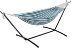 Double Hammock with Steel Stand - 2 Person Hammock Bed Indoor Outdoor, Brazilian-Style, with Carry Bag, 450lb Capacity, Portable & Easy Assembly, Ocean