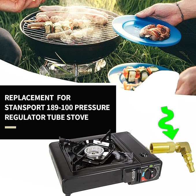 MENSI 1/4" Quick Disconnect Propane Elbow Adapter Fitting Compatible for Stansport, Camp Chef Mountaineer,Eureka Gonzo (Elbow) 𝙉𝙊𝙏 𝙛𝙤𝙧 𝘾𝙊𝙇𝙀𝙈𝘼𝙉