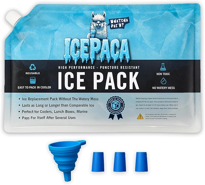 Ice Pack for Coolers, (3 Pack) High Performance, Reusable Long-Lasting Cold Pack for Lunch Boxes, Camping, Travel & Marine Use – Non-Toxic, Leakproof, No Watery Mess