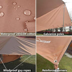DANCHEL OUTDOOR Waterproof Bell Tent Awning, 4 Season Camping Tarp – Portable Canopy Cover with Poles, Lightweight Glamping Accessories, Rectangle