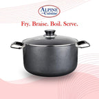 Alpine Cuisine 24 Quart Non-stick Stock Pot with Tempered Glass Lid and Carrying Handles, Multi-Purpose Cookware Aluminum Dutch Oven for Braising, Boiling, Stewing