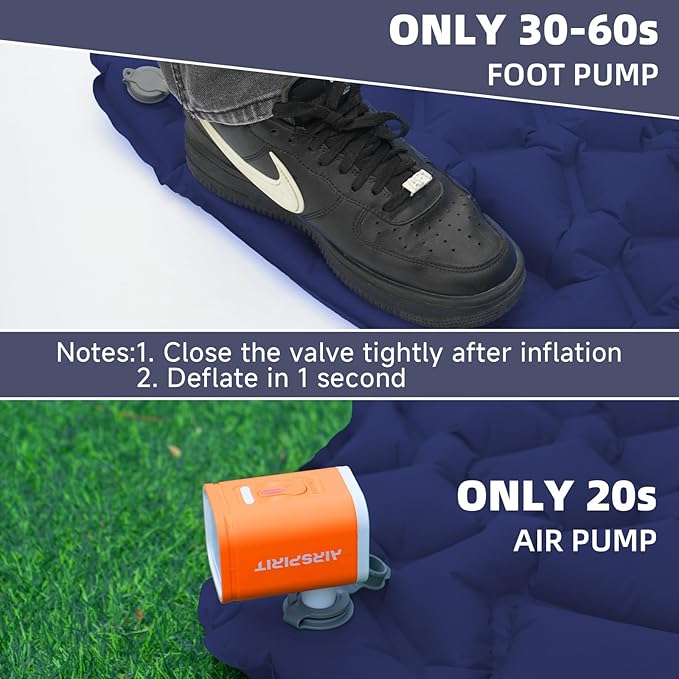 Inflatable Sleeping Pad with Pillow for Camping-Built in Fast Inflation-Ultralight Upgraded Durable Compact Sleeping Mat Moisture Proof Air Mattress for Camping, Backpacking,Hiking,Travel,Tent