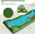 MEETPEAK Camping Sleeping Pad with Pillow, Extra Thickness Inflatable Camping Mat with Foot Pump, Durable Waterproof Lightweight Camping Air Mattress for Hiking Backpacking Traveling