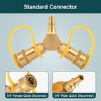 GASPRO 1/4" RV Propane Quick Connect Fittings Y Splitter for RV, Camping Stoves, BBQ Grills, Gas Burners and More, Propane Splitter 2 Way LP Gas Adapter with 1/4" Quick Disconnect