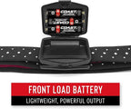 Coast FL85 615 Lumen Dual Color Pure Beam Focusing LED Headlamp with Twist Focus Hinged Beam Adjustment, Hard Hat Compatibility and Reflective Strap, Red