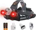 BORUIT RJ-3000 Headlamp with Red Light, 3 Modes Super Bright LED Head Lamps, USB C Rechargeabe, IPX4 Waterproof Headlight for Adults Hunting Fishing Camping