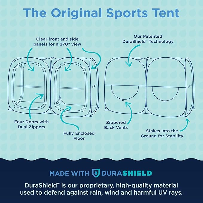 WeatherPod® The Original Shark Tank Side-by-Side™ 2-4 Person Pop-Up Pod - Stay Warm, Dry, and Out of The Sun - Weather Pod for Sports, Rain, or Wind - Simple to Set Up and Tear Down
