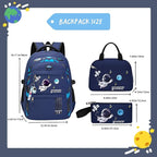 ZHANAO Backpack Set for Boys Astronaut Schoolbag with Lunch Box Pencil Case Set Bookbags for Kids Children Waterproof Lightweight Backpacks