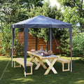 Blue Polyethylene Party Tent 6.6 x 6.6 ft Outdoor Canopy for Summer Events and Weddings with UV-Resistant Waterproof Cover and Sturdy Iron Frame