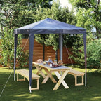 Blue Polyethylene Party Tent 6.6 x 6.6 ft Outdoor Canopy for Summer Events and Weddings with UV-Resistant Waterproof Cover and Sturdy Iron Frame