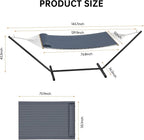 Heavy Duty 2 Person Double Hammock with Portable Adjustable Steel Stand, Outdoor Hammock with Pillow for Patio, Garden, Beach, Backyard Camping