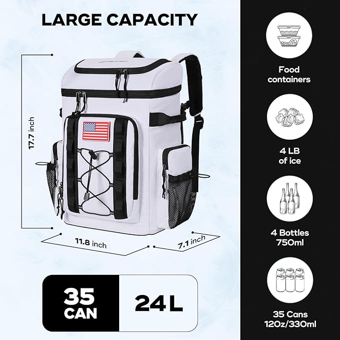 Maelstrom Backpack Cooler,Soft Lightweight Leakproof Cooler Backpack,Men Women 35/50 Can Insulated Cooler Bag,Keeps Hot/Cold for Up to 16 Hours,Perfect for Camping, Beach