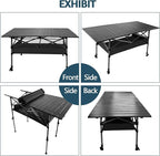 4FT Camping Table, 47" x 21" Steel Fold Up Lightweight Table, Adjustable Height Folding Picnic Table with Carry Bag for Camping, Picnic, Backyard, BBQ, Patio