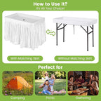 Giantex 4 FT Folding Ice Cooler Table with Drain & Bucket, Removable Skirt, No Assembly, Portable Fill and Chill Table for Food Drink Beverage, Foldable Party Ice Bin for Camping BBQ, White