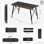 Naturehike Upgraded IGT Camping Table, Height Adjustable IGT Cook System, Folding Portable Camp Table for Outdoor Picnic Car RV Trip Patio Backyard BBQ