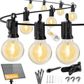 Brightown 38FT Solar String Lights Outdoor and 16 LED Shatterproof Bulbs, Dimmable & Timable, 3 Light Modes, Solar Patio String Lights Outdoor for Cafe Garden Deck Outside Wedding, No Remote Control