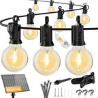 Brightown 38FT Solar String Lights Outdoor and 16 LED Shatterproof Bulbs, Dimmable & Timable, 3 Light Modes, Solar Patio String Lights Outdoor for Cafe Garden Deck Outside Wedding, No Remote Control