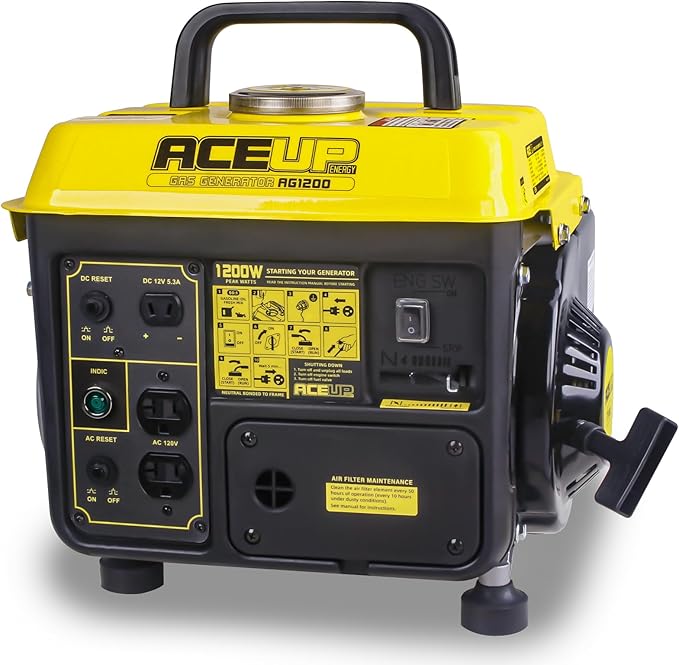 Aceup Energy 1200W Gas Generator, Small Lightweight Generator for Home Use, EPA Compliant