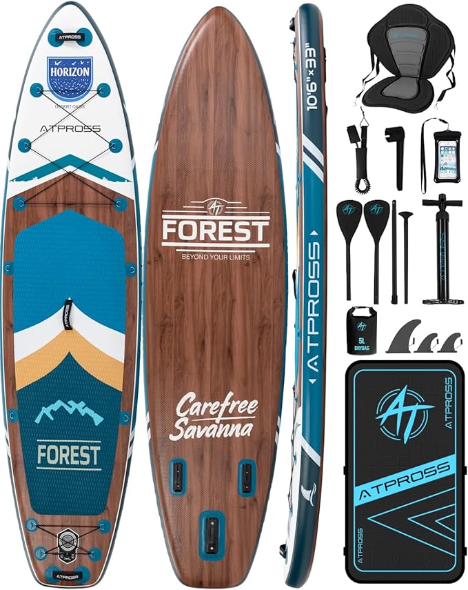 10'6''x33''Inflatable Stand Up Paddle Board, 400lbs Extra Wide Blow Up Paddle Board with Kayak Seat, Premium SUP Accessories Kit & Backpack, Non-Slip Stable Deck Boat for Yoga Fishing Surf