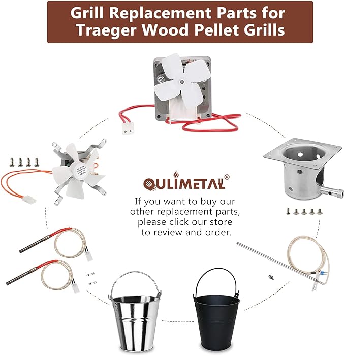 QuliMetal Induction Fan Replacement Part for Pit Boss, Traeger, Camp Chef, Z Grills and Sam's Club Pellet Grills – Durable Smoker Fan Motor Kit for Traeger KIT0019, Pit Boss Replacement Fan