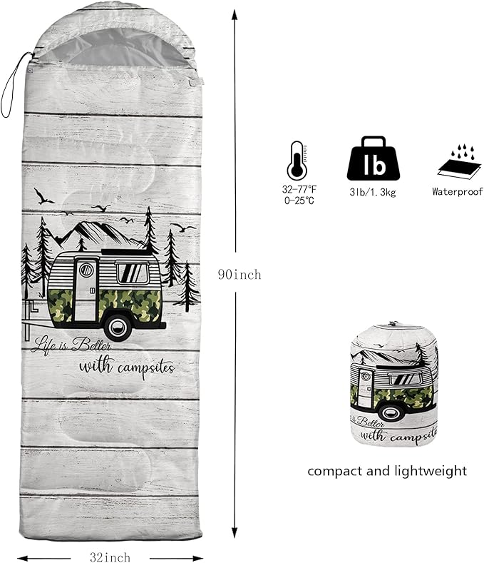 HOSIMA Butterfly Sleeping Bags for Adults and Kids for Camping,Black Gothic Ultralight Sleeping Bag for Cold Weather Summer.