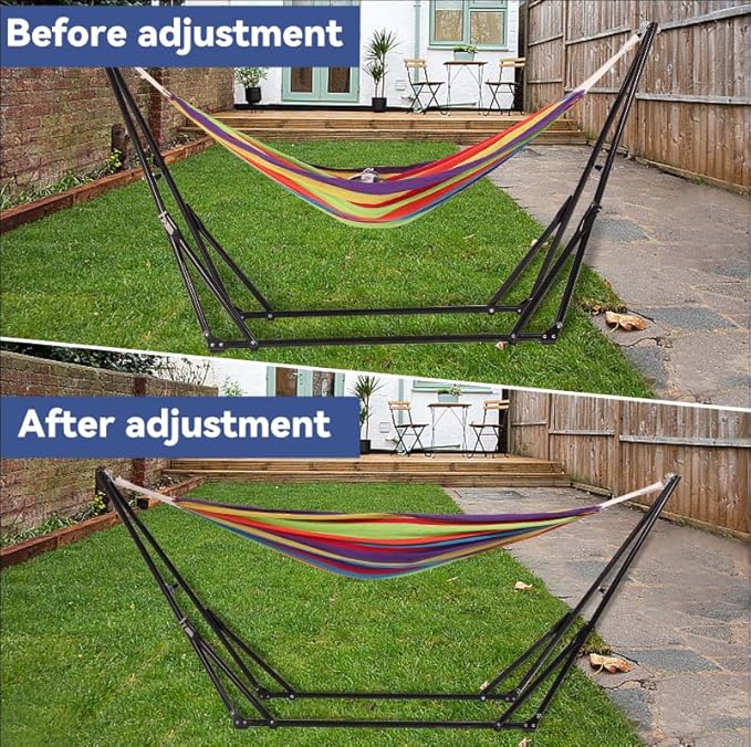 Hammock with Foldable Steel Stand,Frabic Tension Adjustable Indoor,Carrying Bag Included, 616 lbs Weight Capacity, Portable Suitable for Outside Garden Yard Outdoor Inhouse Yellow