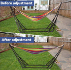 Hammock with Foldable Steel Stand,Frabic Tension Adjustable Indoor,Carrying Bag Included, 616 lbs Weight Capacity, Portable Suitable for Outside Garden Yard Outdoor Inhouse Multicolour
