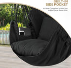 MoNiBloom Hammock Chair Hanging Rope Swing w/2 Cushions, Boho Macrame Hanging Chair Max 350 lbs Capacity w Pocket, Hardware Kit Included, Black
