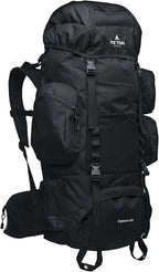 Teton 65L Explorer Internal Frame Backpack for Hiking, Camping, Backpacking, Rain Cover Included, Black