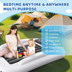 Inflatable Toddler Travel Bed - 60 Inches Portable Toddler Bed for Travel with Safety Sides - Cozy Kids Air Mattress Set with High-Speed Pump & Carry Case - Lightweight & Easy to Inflate -Grey
