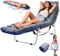 LILYPELLE Portable Folding Camping Cot, Adjustable 5-Position Face Down Folding Chaise Lounge Chairs, Outdoor Portable Folding Bed Sleeping Cot for Camping, Pool, Beach, Patio