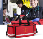 Trunab Emergency Responder Trauma Bag Empty, Professional First Aid Kits Storage Medical Bag with Inner Dividers and No-Scratch Bottom, Ideal for EMT, EMS, Paramedics, Red, BAG ONLY