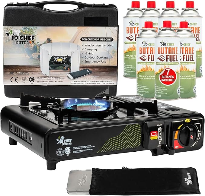 JoChef Butane Camping Stove - 9,500 BTU Portable Gas Stove