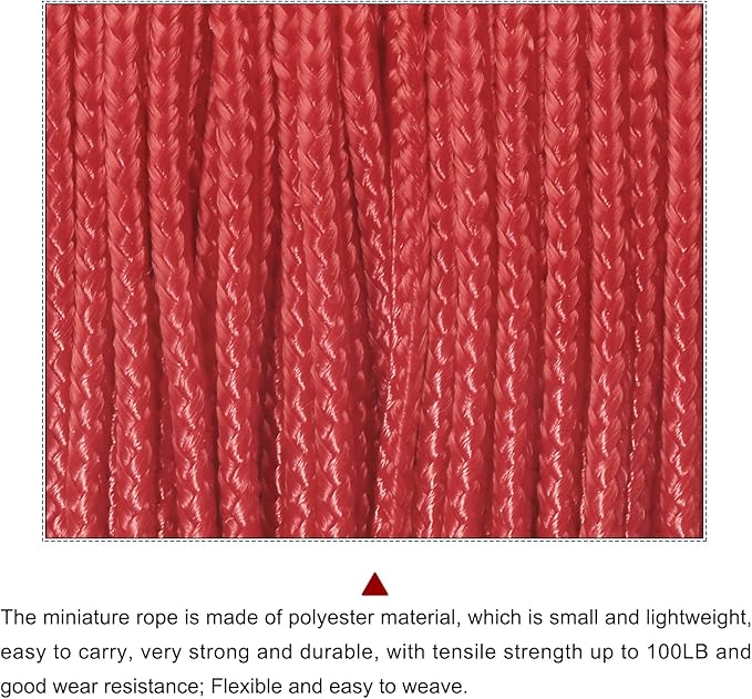 MECCANIXITY 1.18mm x 164 Feet Paracord Micro Cord Rope 100 LB Polyester Braided Cord Spool for Camping Outdoor Jewelry Bracelet, Red