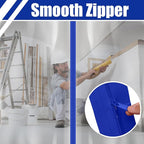 Tigeen 4 Roll Heavy Duty Zipper Door for Dust Barriers 7 ft x 3 Inch Self Adhesive Construction Zipper Door for Greenhouse Tent Accessories (Blue)