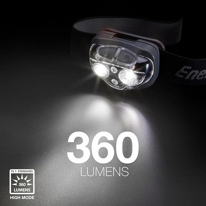 Energizer PRO-360 LED Headlamp, IPX4 Water Resistant Headlamps, High-Performance Head Light for Outdoors, Camping, Running, Storm, Survival LED Light for Emergencies (Batteries Included)