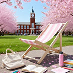Pink Striped Casual Camping Outdoor Folding Chairs Portable and Foldable Beach Camping Chair Lightweight Grassland Outdoor Lounge Chairs