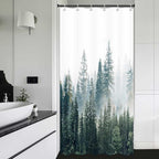 Small Stall Shower Curtain Narrow RV Walkin Nature Forest Mountain Half Stand Shower Curtains for Bathroom Woodland Tree Camping Bath Accessories Set with Hooks 36 x 72 Inch