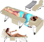 ABORON Patio Lounge Chair, Folding Guest Bed Cot for Adults, 500LB Heavy-Duty Capacity, Portable Extra Bed with Comfort Mat, Quick Fold Design for Indoor Guest Stays & Temporary Use