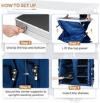 EAGLE PEAK Double Folding Camping Table with Storage Organizer and Side Pockets, Portable Outdoor Portable Camping Table for BBQ, Picnic and Tailgating, Carry Bag Included, Blue